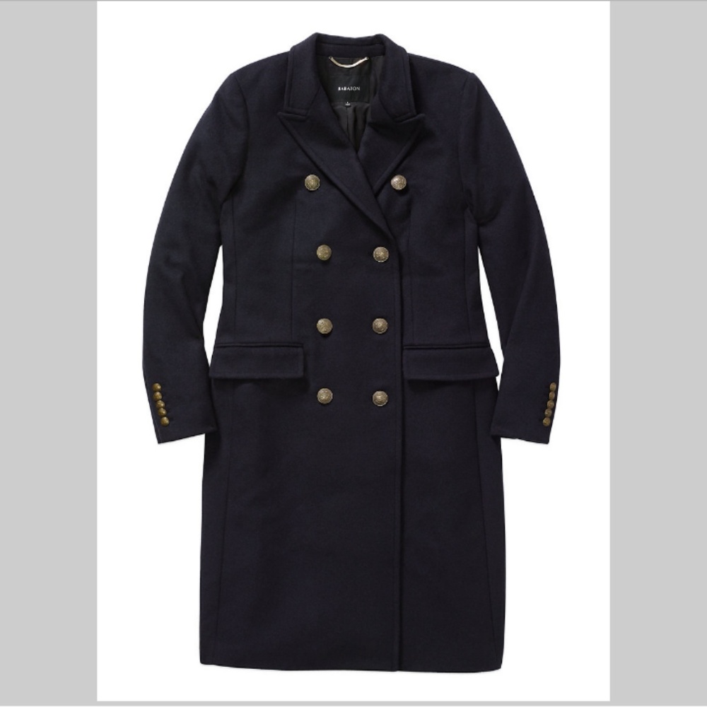 Aritzia Babaton Bryan Long Wool Coat - Navy